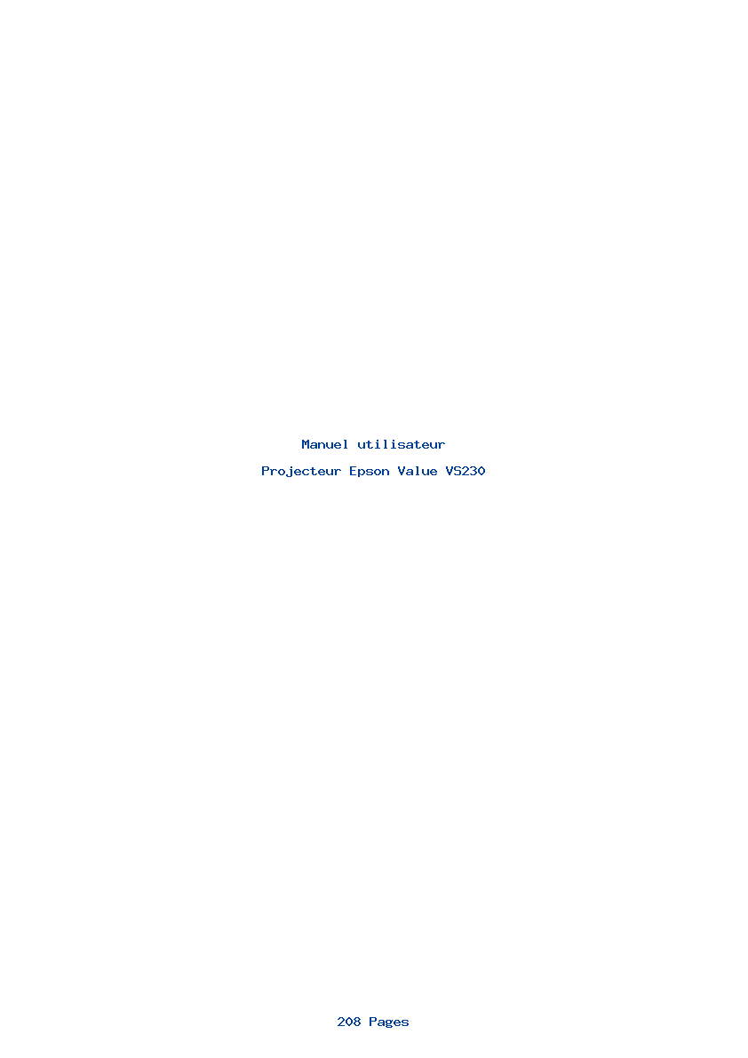 Page 1 de la notice Manuel utilisateur Epson Value VS230