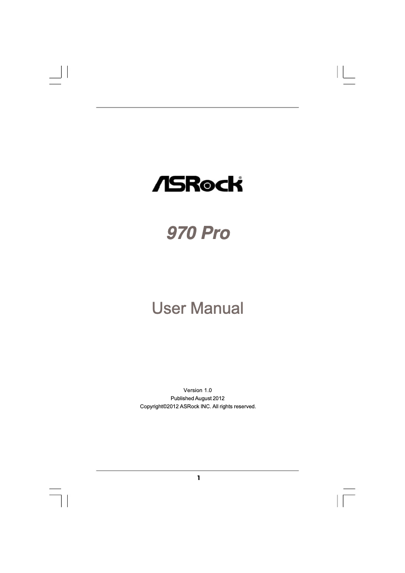 Page 1 de la notice Manuel utilisateur Asrock 970 Pro