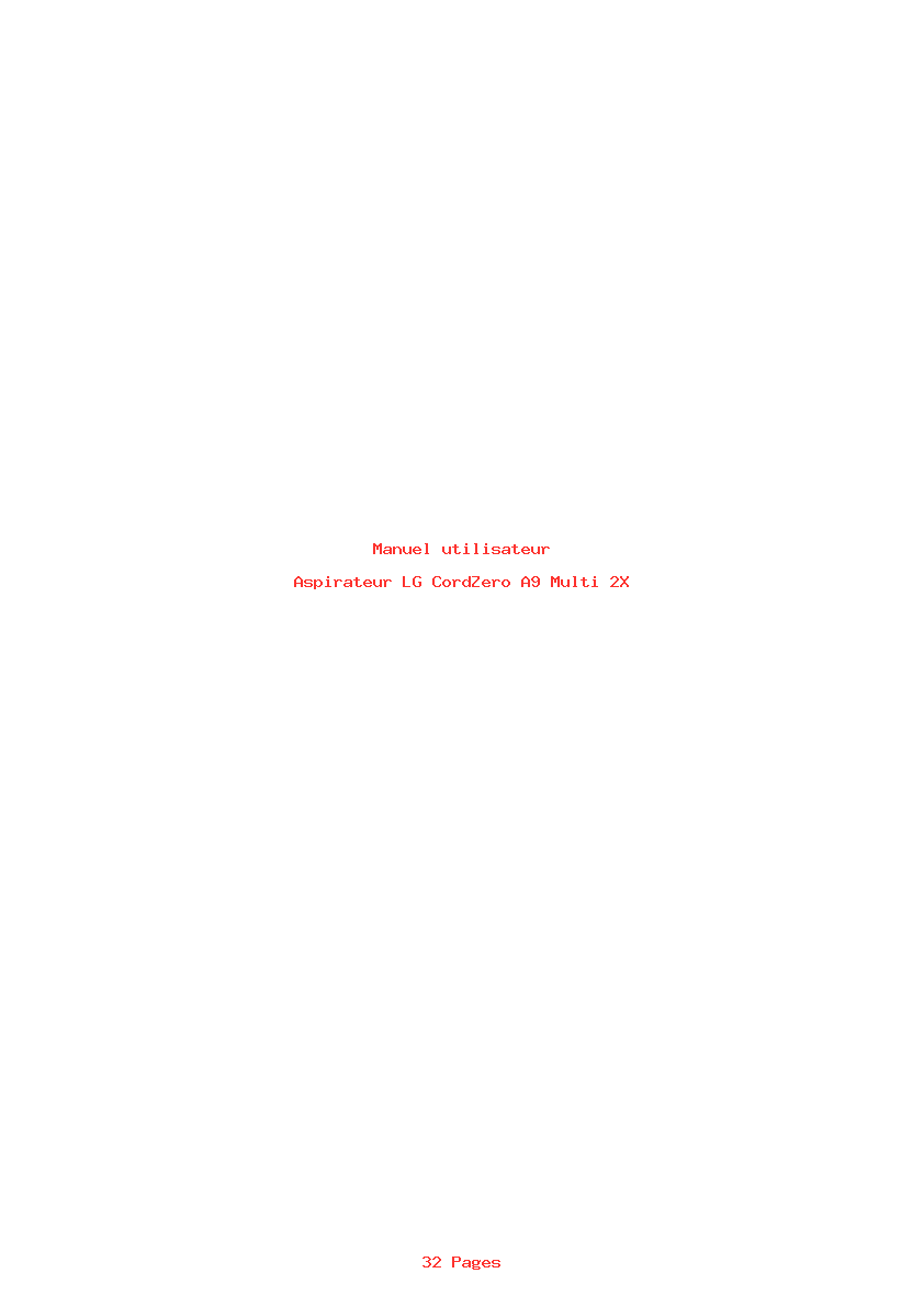 Page 1 de la notice Manuel utilisateur LG CordZero A9 Multi 2X