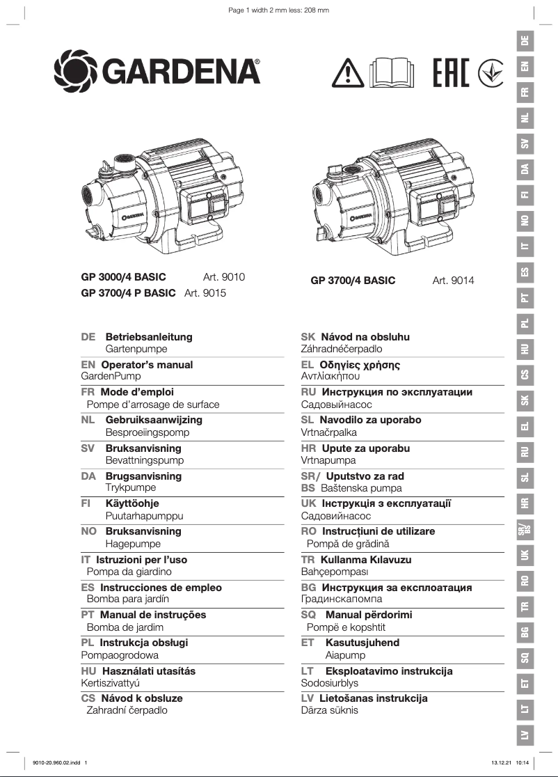 Page 1 de la notice Manuel utilisateur Gardena 3000/4 Jet