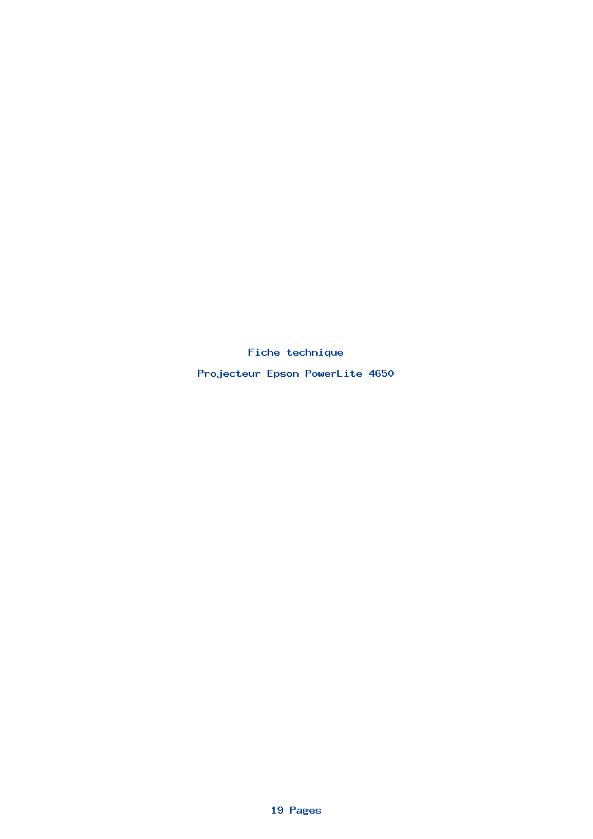 Page 1 de la notice Fiche technique Epson PowerLite 4650