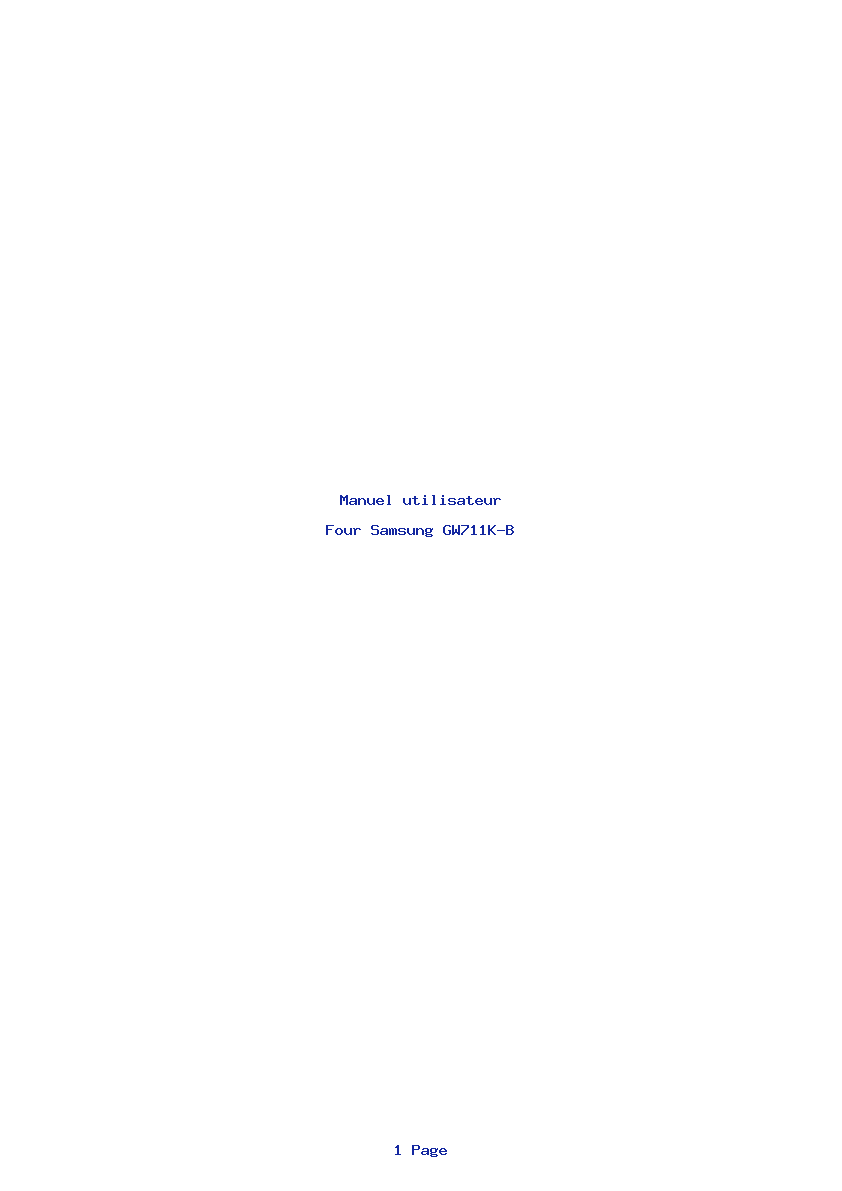 Page 1 de la notice Manuel utilisateur Samsung GW711K-B