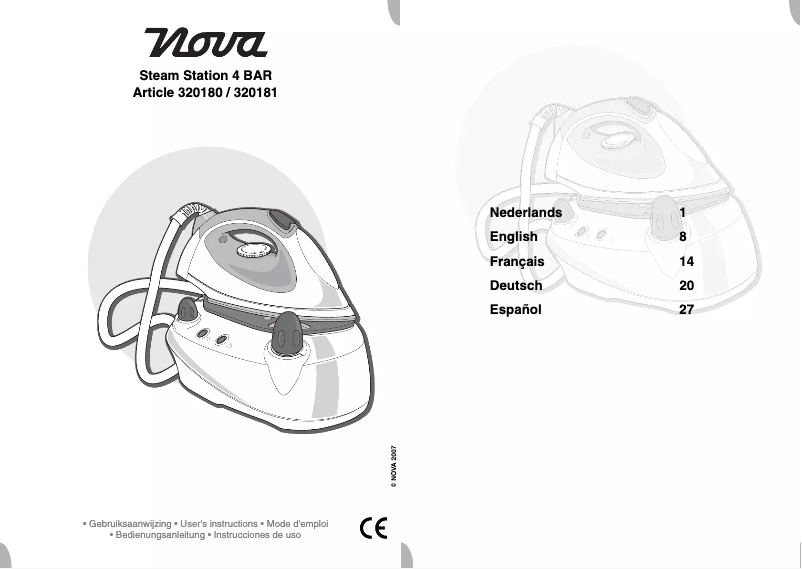 Page 1 de la notice Manuel utilisateur Nova Steam Station 4 BAR 320180