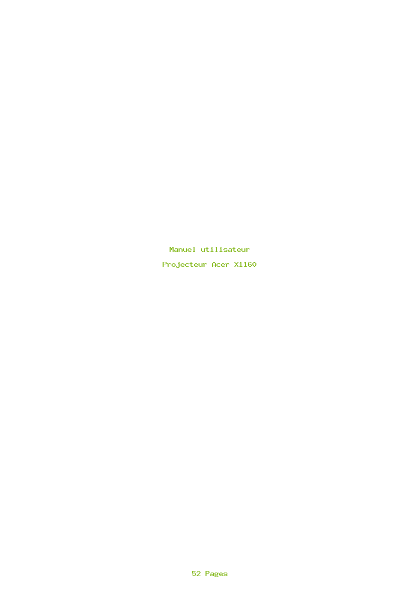 Page 1 de la notice Manuel utilisateur Acer X1160