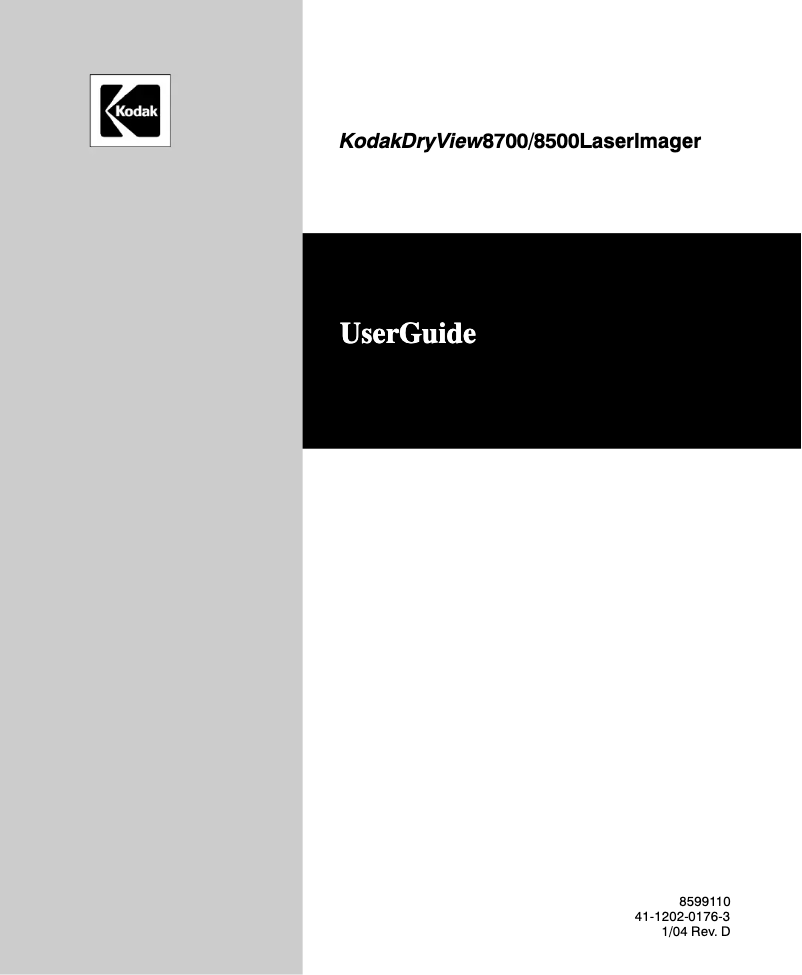 Page 1 of the manual User Manual Kodak DryView 8700