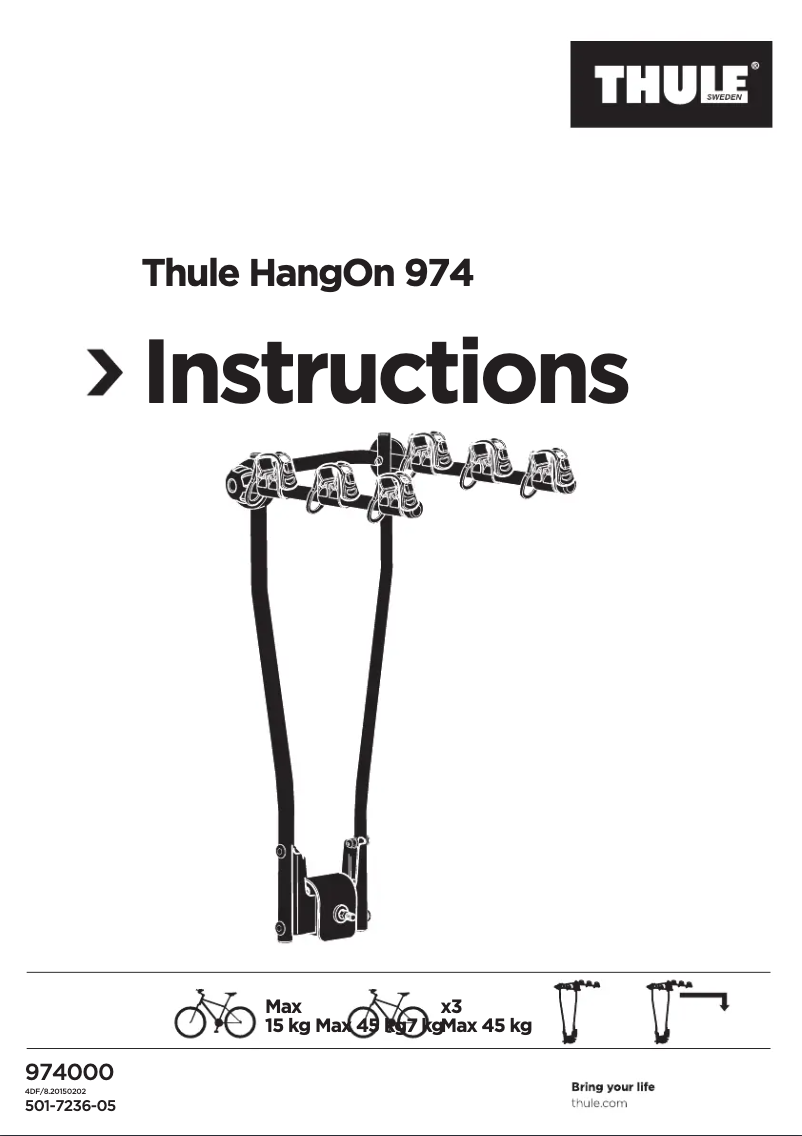 Page 1 de la notice Manuel utilisateur Thule HangOn 974