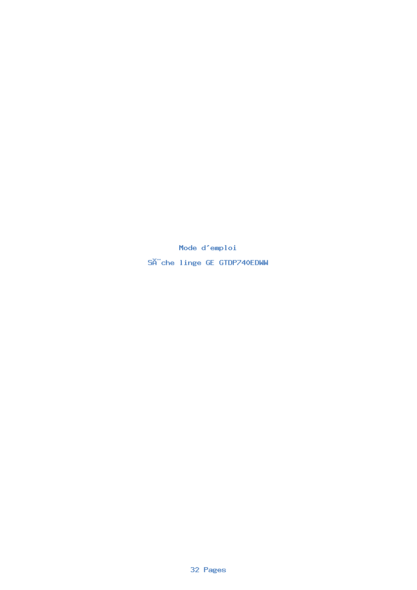 Page 1 de la notice Mode d'emploi GE GTDP740EDWW