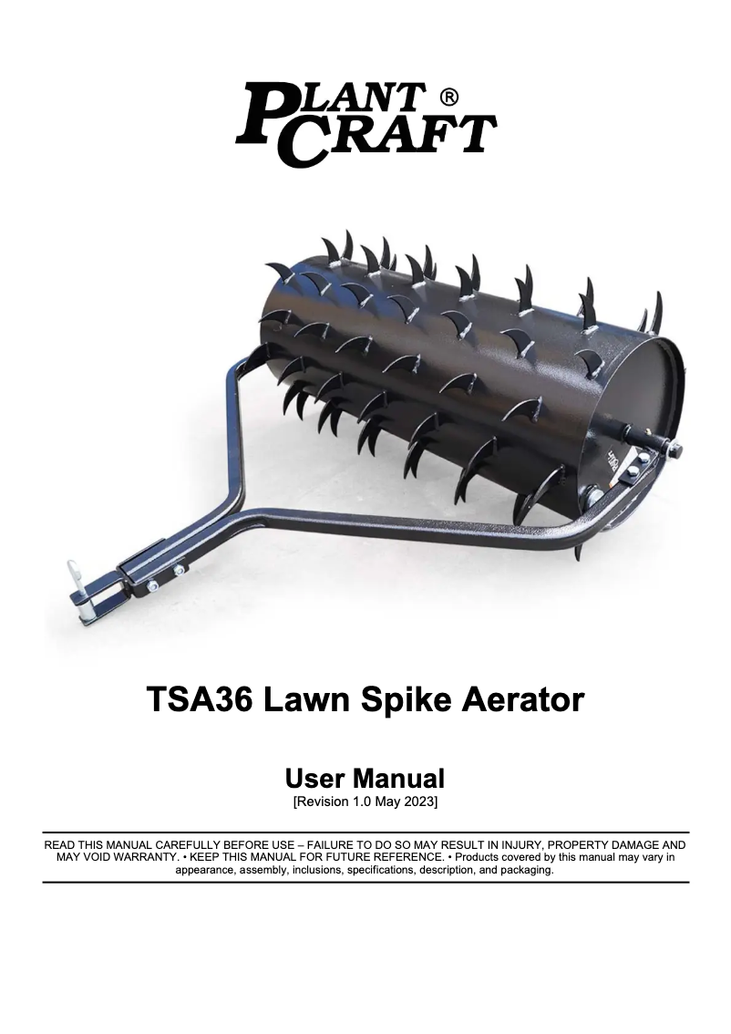 Page 1 de la notice Manuel utilisateur Plant Craft TSA36