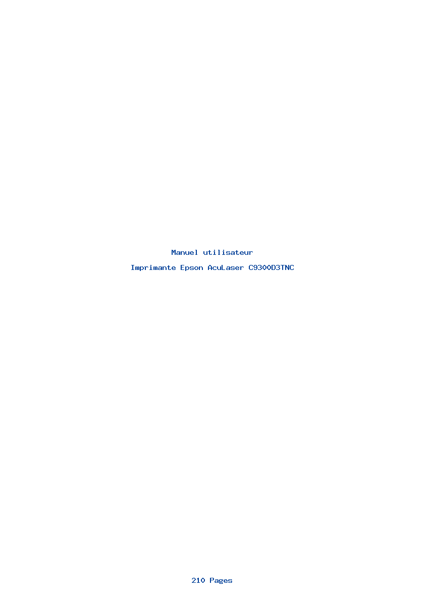 Page 1 de la notice Manuel utilisateur Epson AcuLaser C9300D3TNC