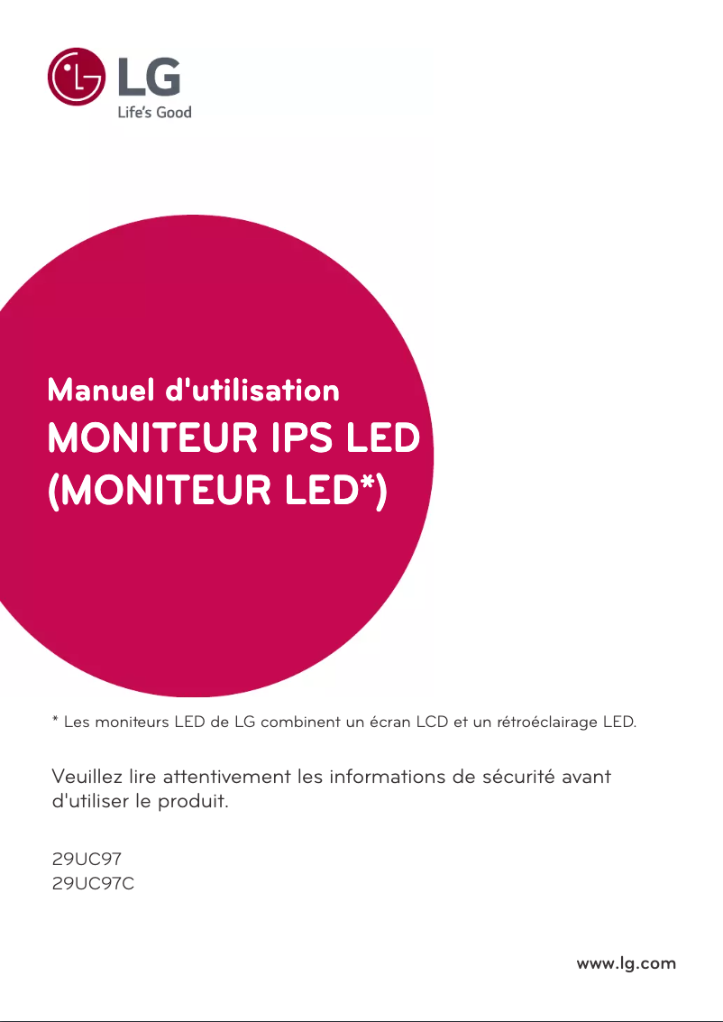 Page 1 de la notice Manuel utilisateur LG 29UC97C-B