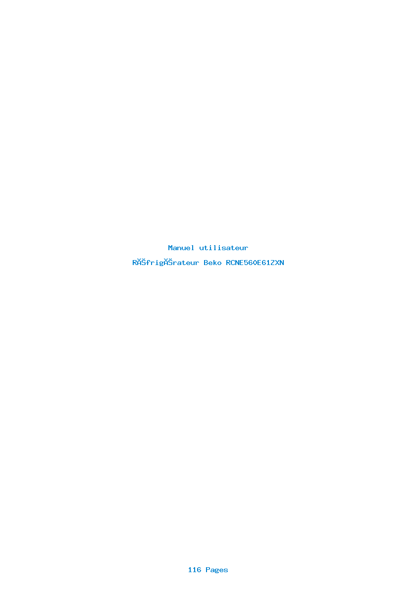 Page 1 de la notice Manuel utilisateur Beko RCNE560E61ZXN