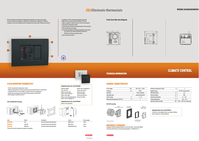 Page 1 de la notice Fiche technique Vemer Celo