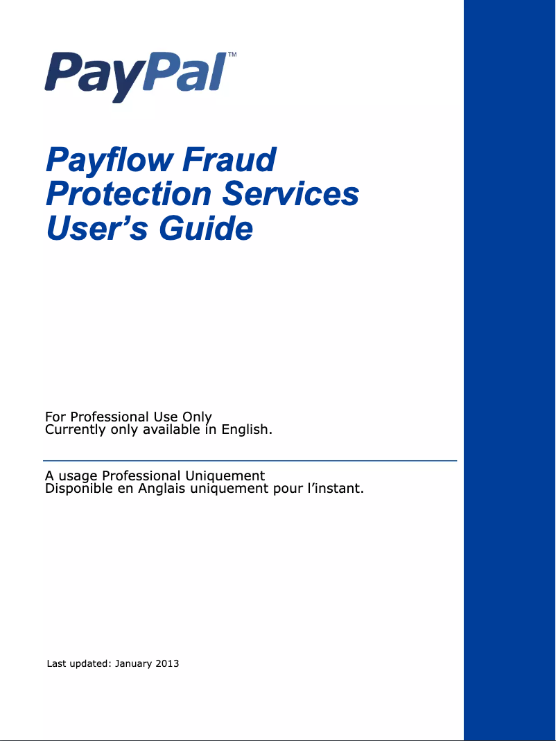 Page 1 de la notice Manuel utilisateur PayPal Permissions Service (2013)
