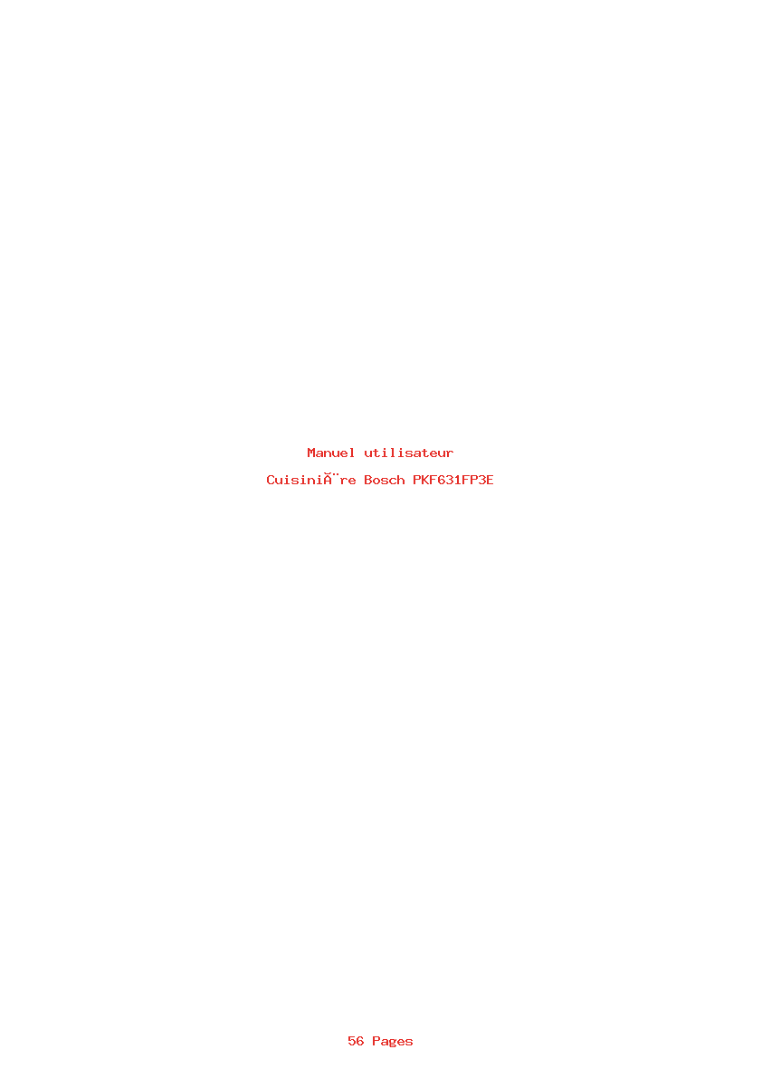 Page 1 de la notice Manuel utilisateur Bosch PKF631FP3E