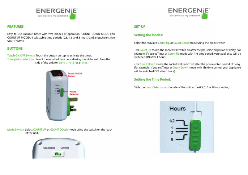 Page 1 de la notice Manuel utilisateur EnerGenie ENER001-V