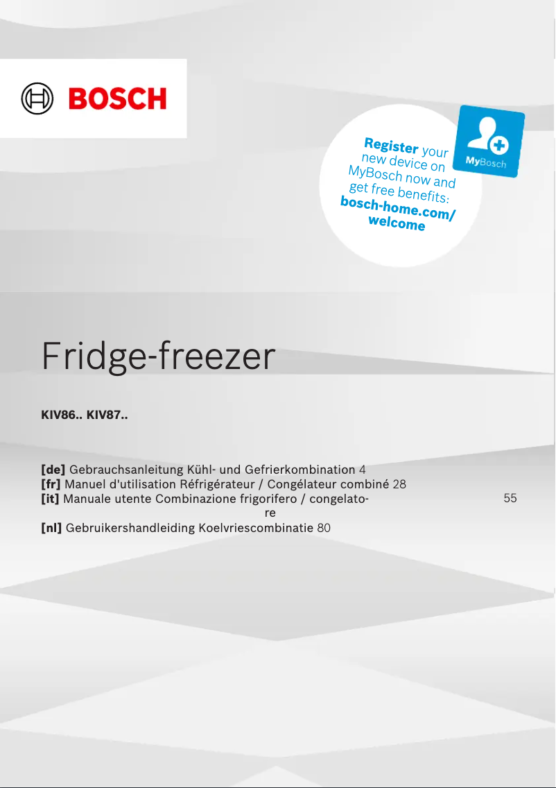 Page 1 de la notice Manuel utilisateur Bosch KIV86NSE0