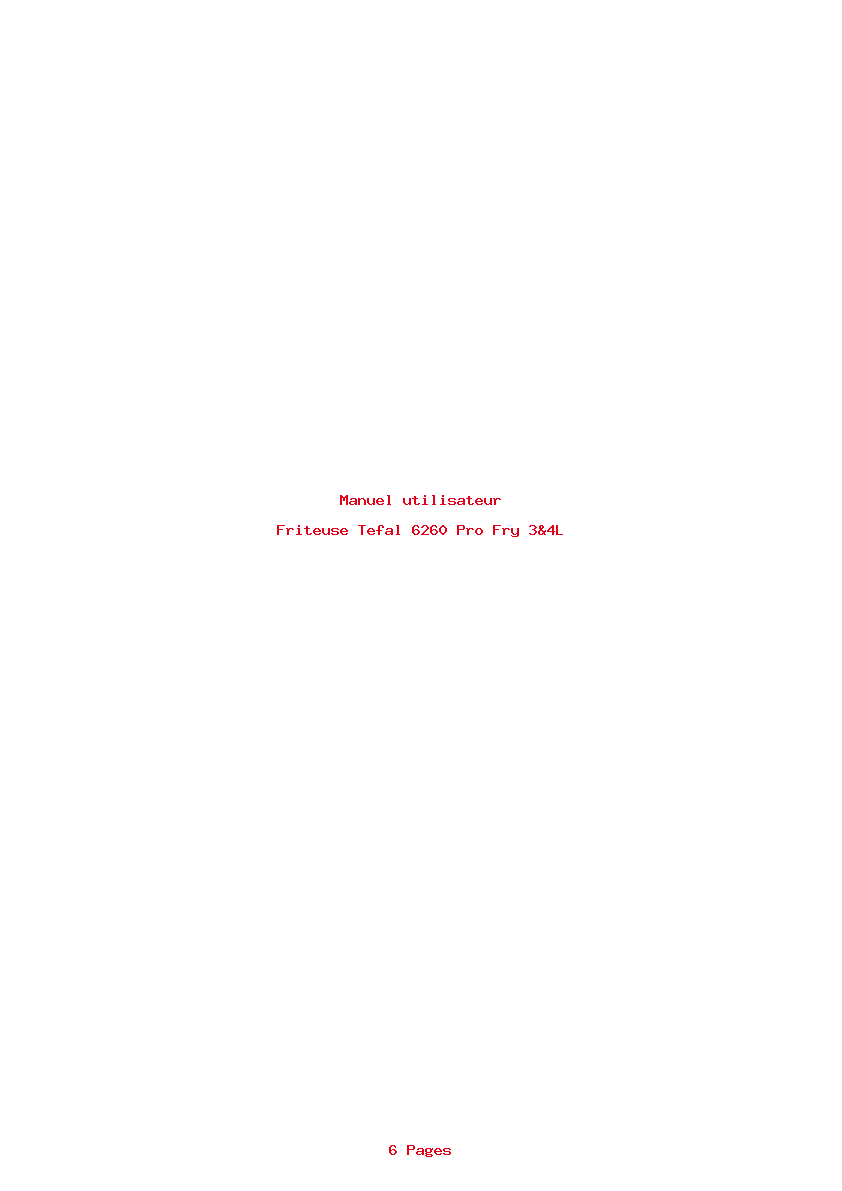 Page 1 de la notice Manuel utilisateur Tefal 6260 Pro Fry 3&4L