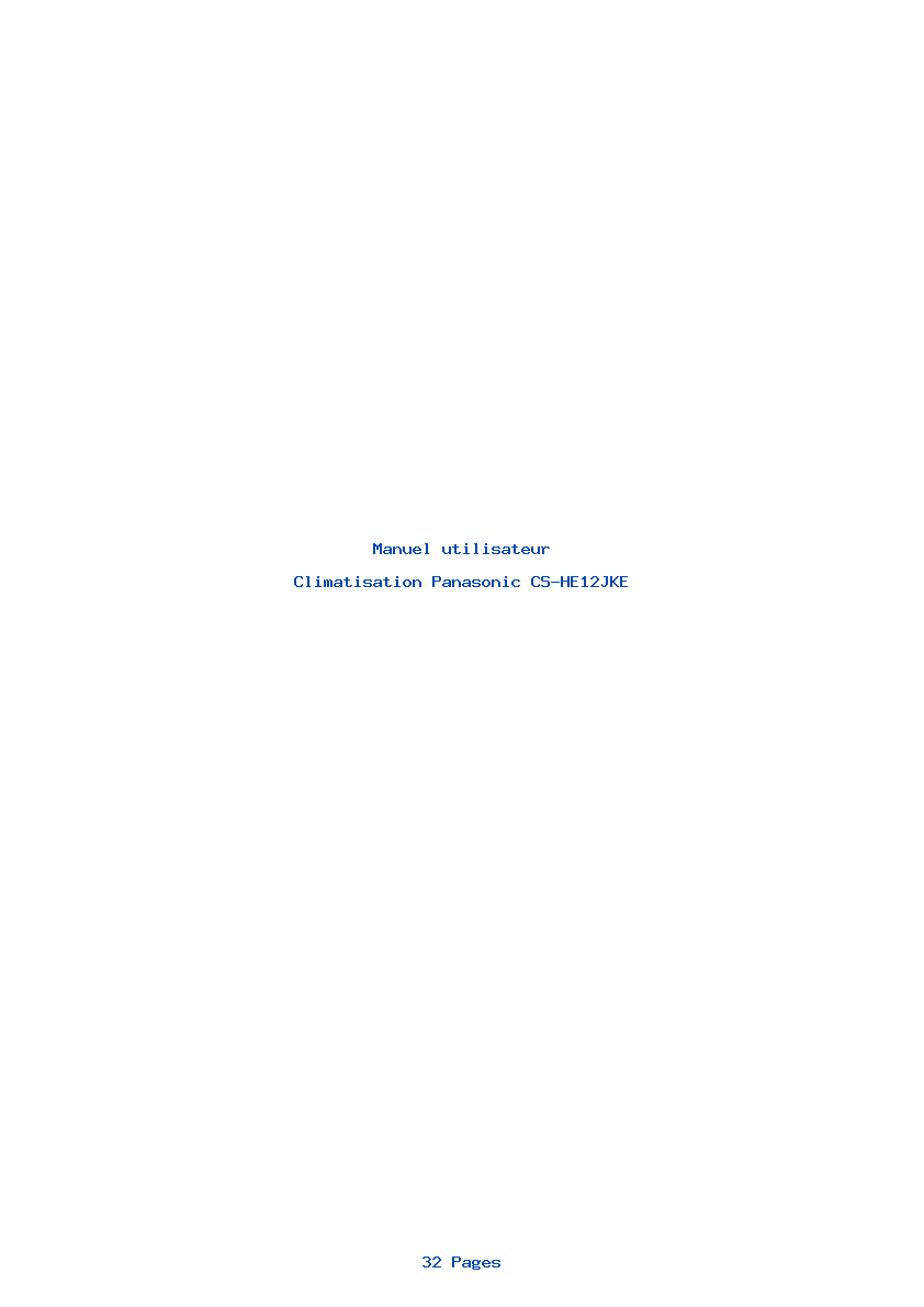 Page 1 de la notice Manuel utilisateur Panasonic CS-HE12JKE