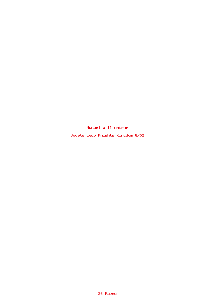 Page 1 de la notice Manuel utilisateur Lego Knights Kingdom 8702