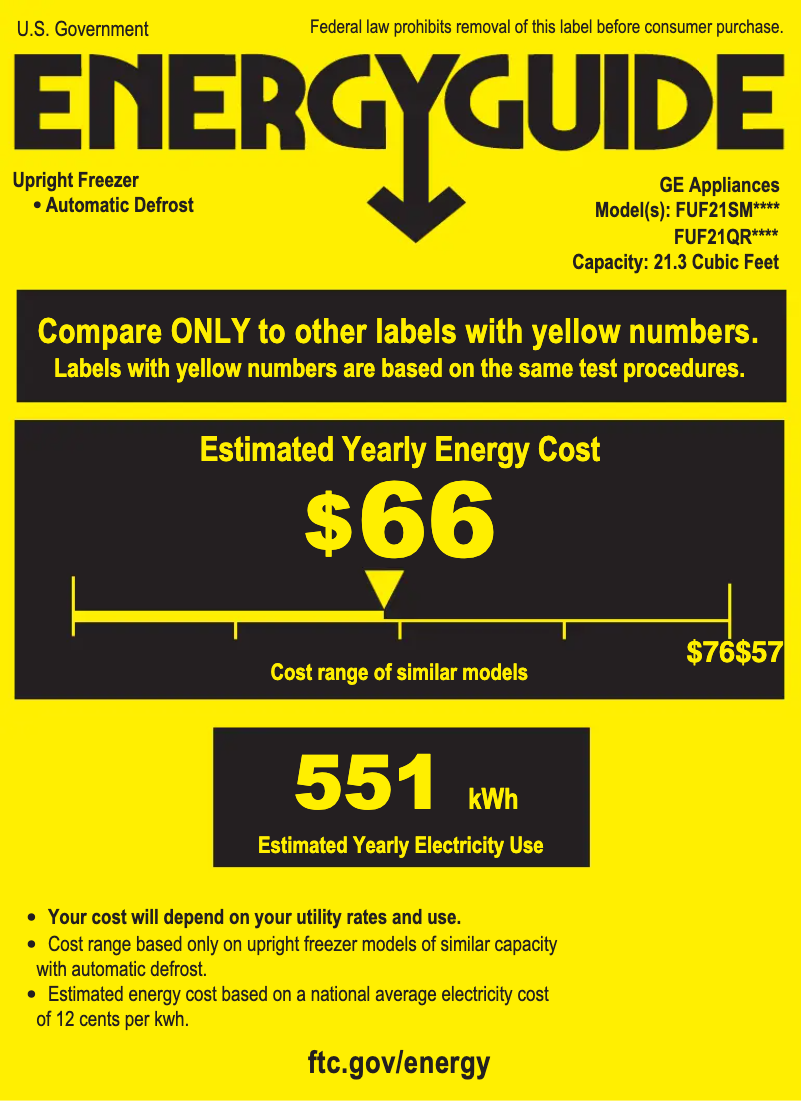 Página 1 del manual Etiqueta energética GE FUF21SMRWW