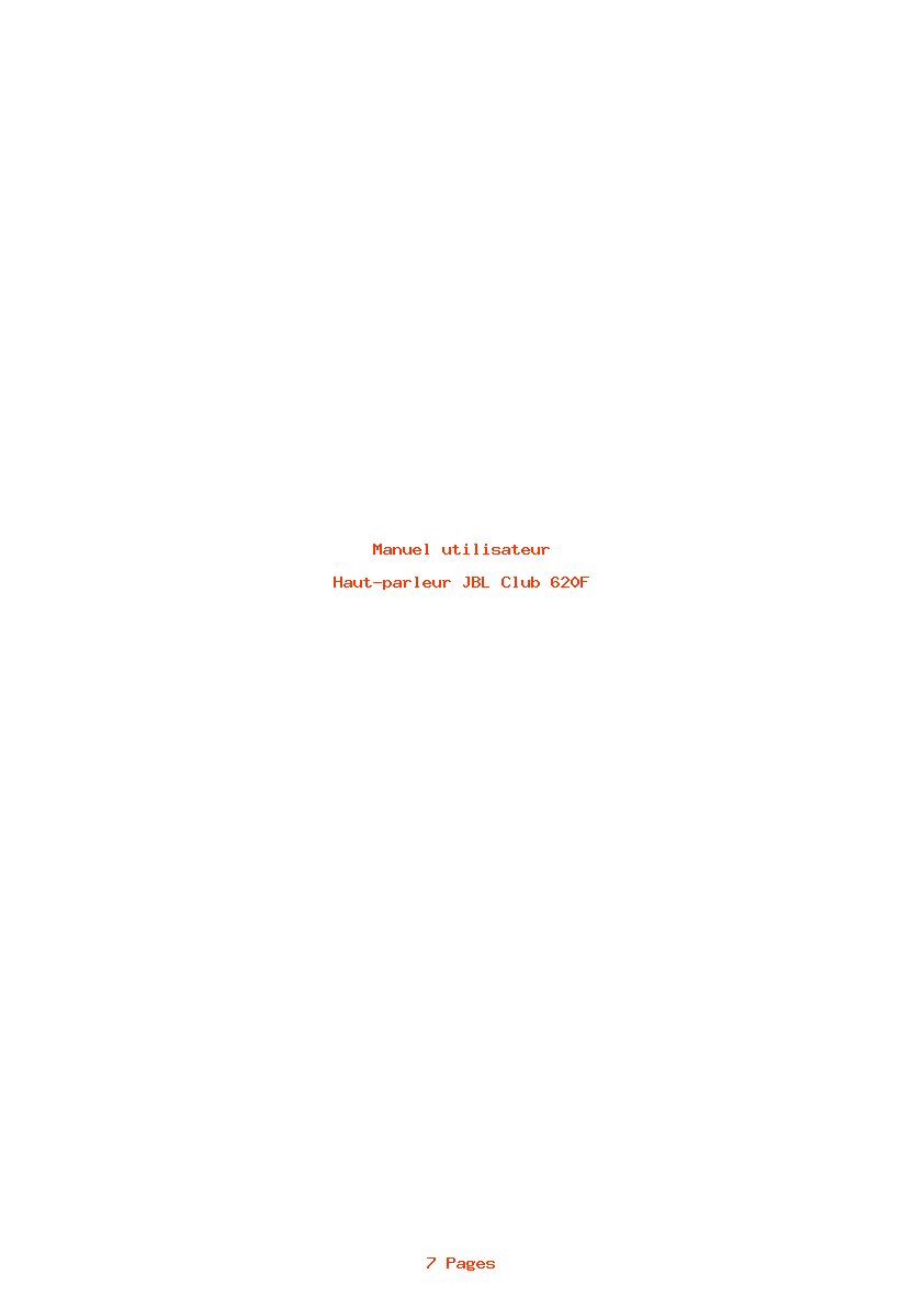 Page 1 de la notice Manuel utilisateur JBL Club 620F