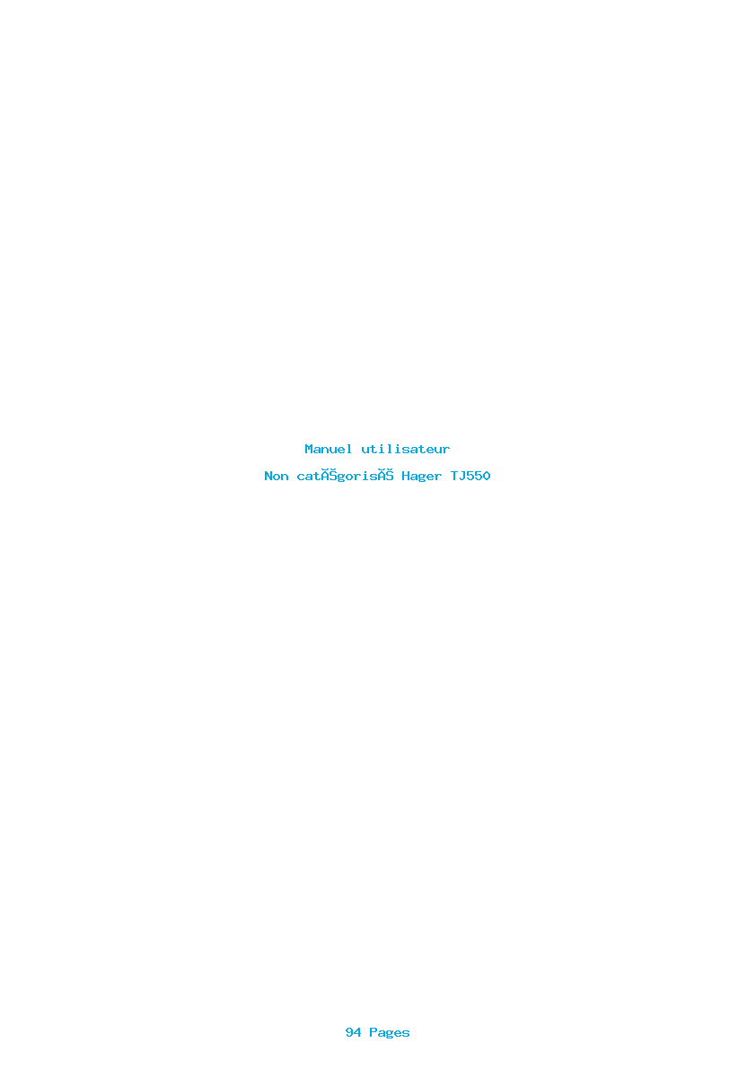 Page 1 de la notice Manuel utilisateur Hager TJ550