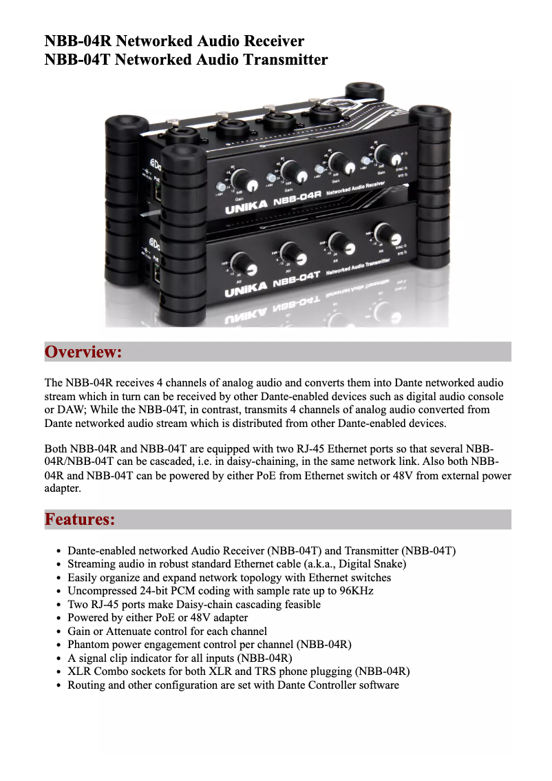 Página 1 del manual Manual de usuario UNiKA NBB-04T