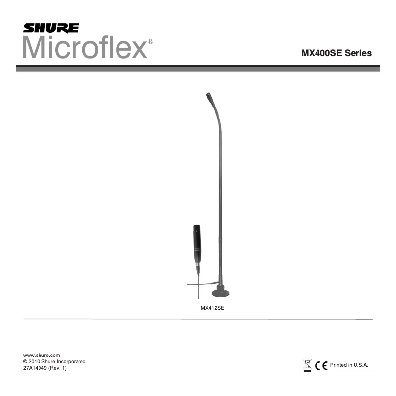 Page 1 de la notice Manuel utilisateur Shure MX412SE/C
