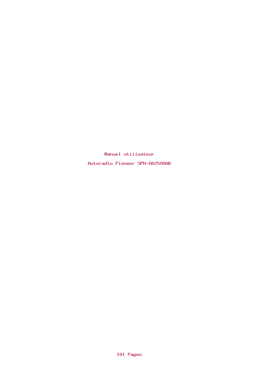 Page 1 de la notice Manuel utilisateur Pioneer SPH-DA250DAB