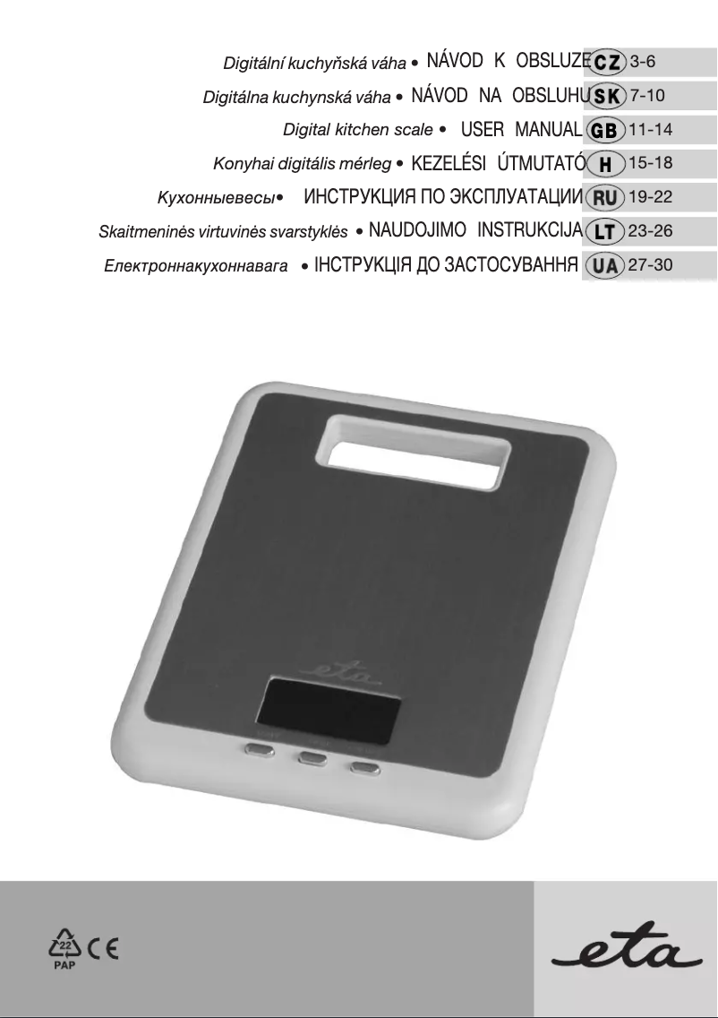 Página 1 del manual Manual de usuario Eta 077790000