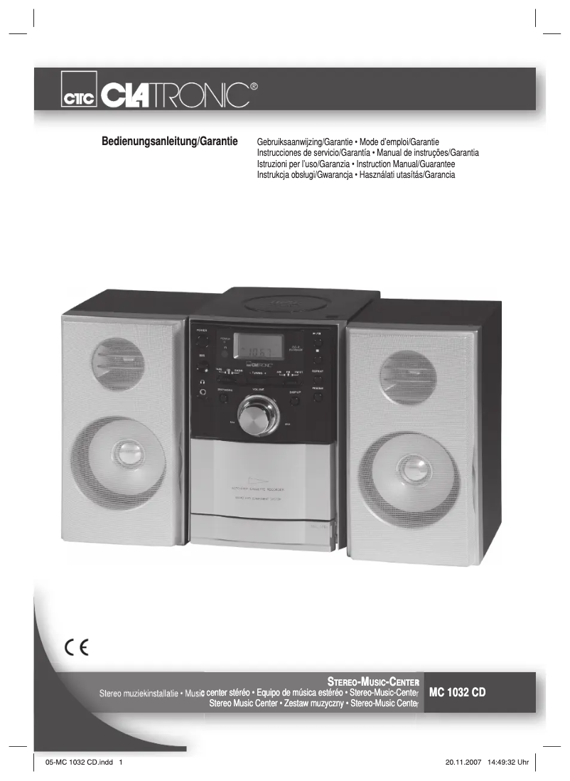 Page 1 of the manual User Manual Clatronic MC 1032