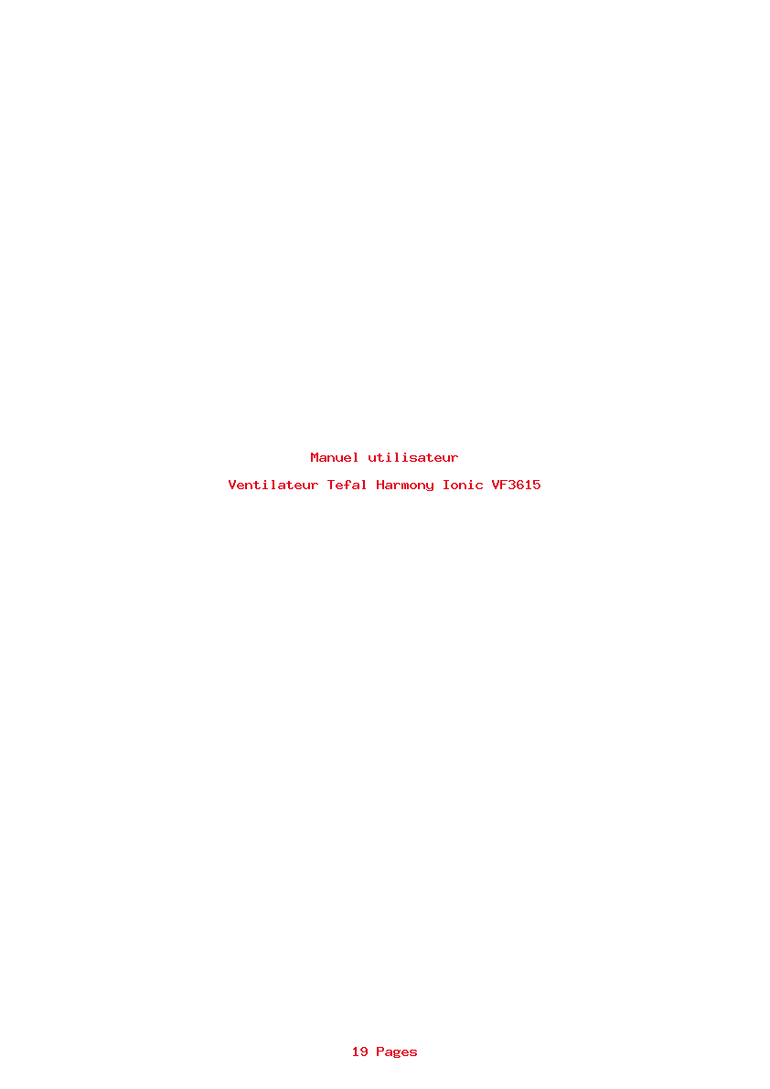 Page 1 de la notice Manuel utilisateur Tefal Harmony Ionic VF3615