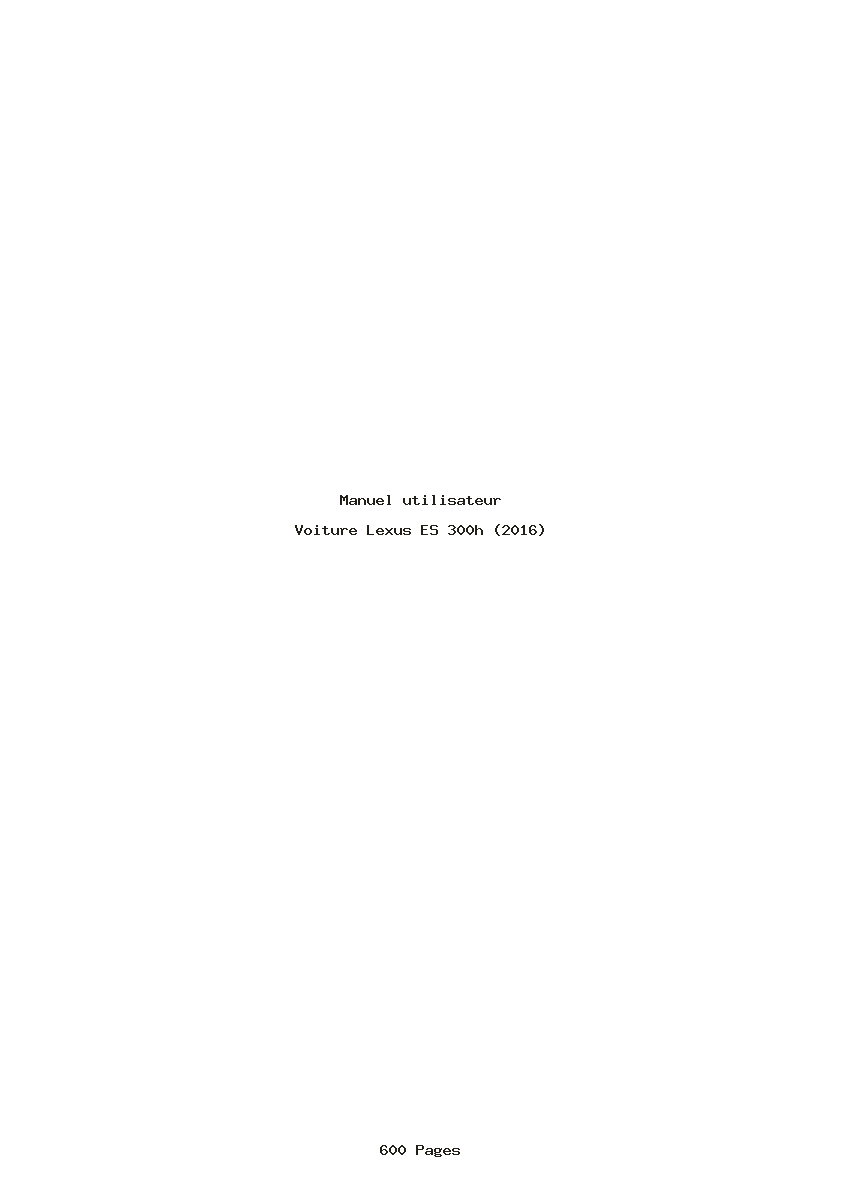 Page 1 de la notice Manuel utilisateur Lexus ES 300h (2016)