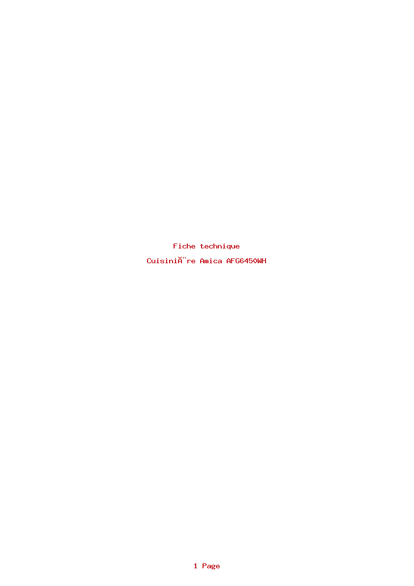 Page 1 de la notice Fiche technique Amica AFG6450WH