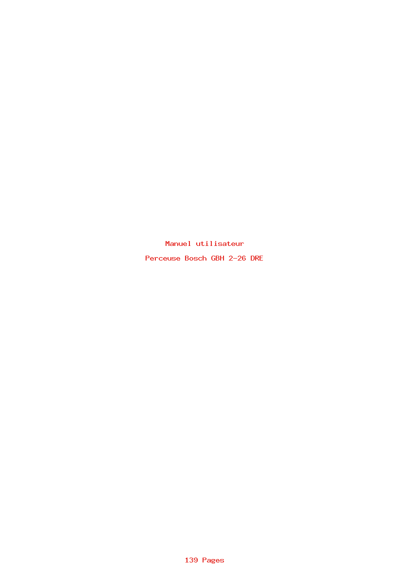 Page 1 de la notice Manuel utilisateur Bosch GBH 2-26 DRE