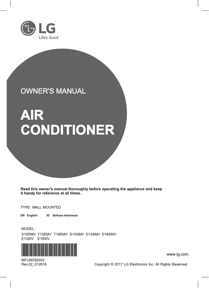 Page 1 de la notice Manuel utilisateur LG T13EMV