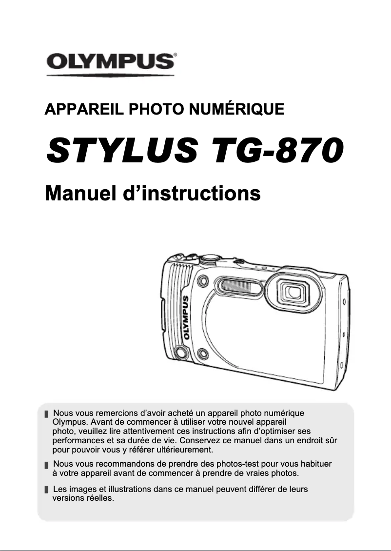 Page 1 de la notice Manuel utilisateur Olympus Tough TG-870