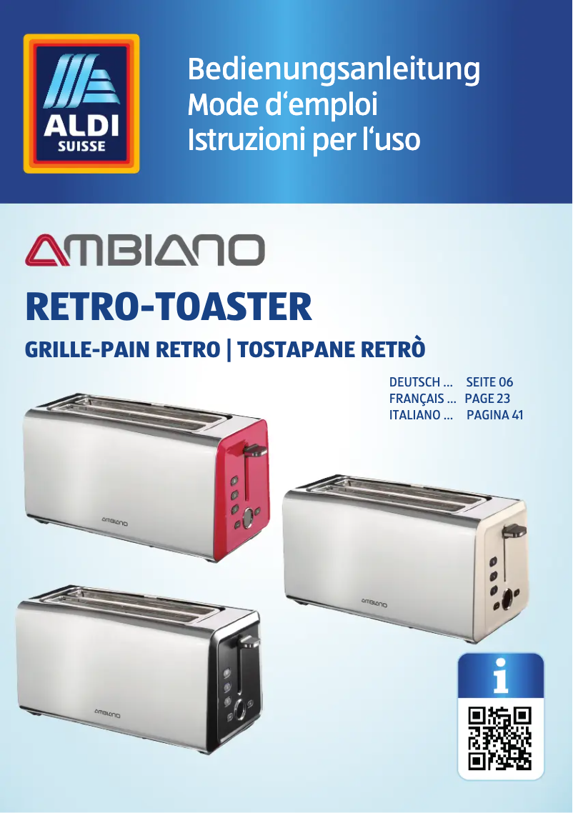 Page 1 de la notice Manuel utilisateur Ambiano GT-Tdls-e-02-CH