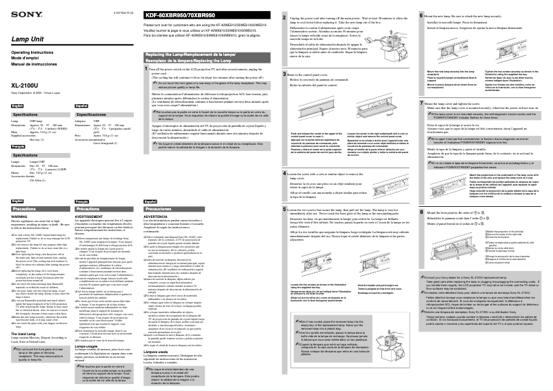 Page 1 de la notice Manuel utilisateur Sony KF-60WE610