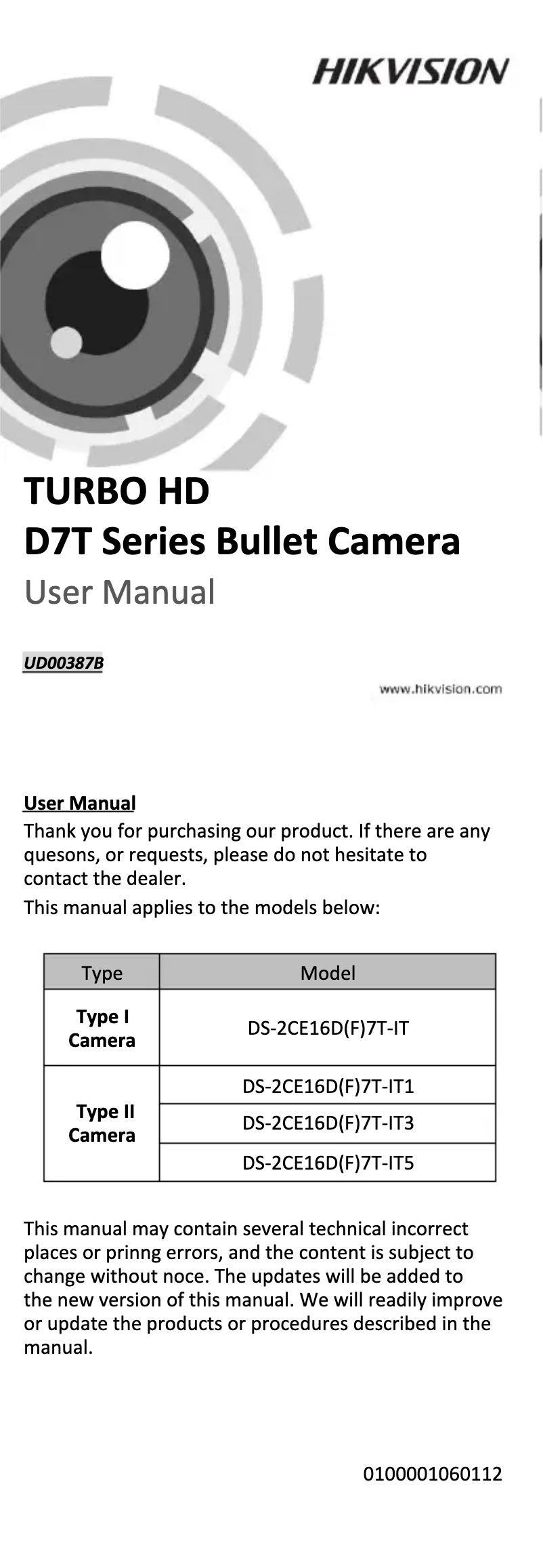 Página 1 del manual Manual de usuario Hikvision DS-2CE16D7T-IT3
