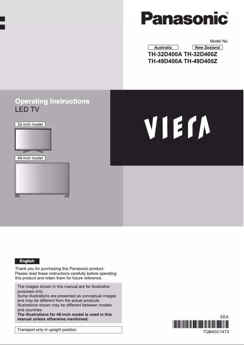 Page 1 of the manual User Manual Panasonic TH-49D400A