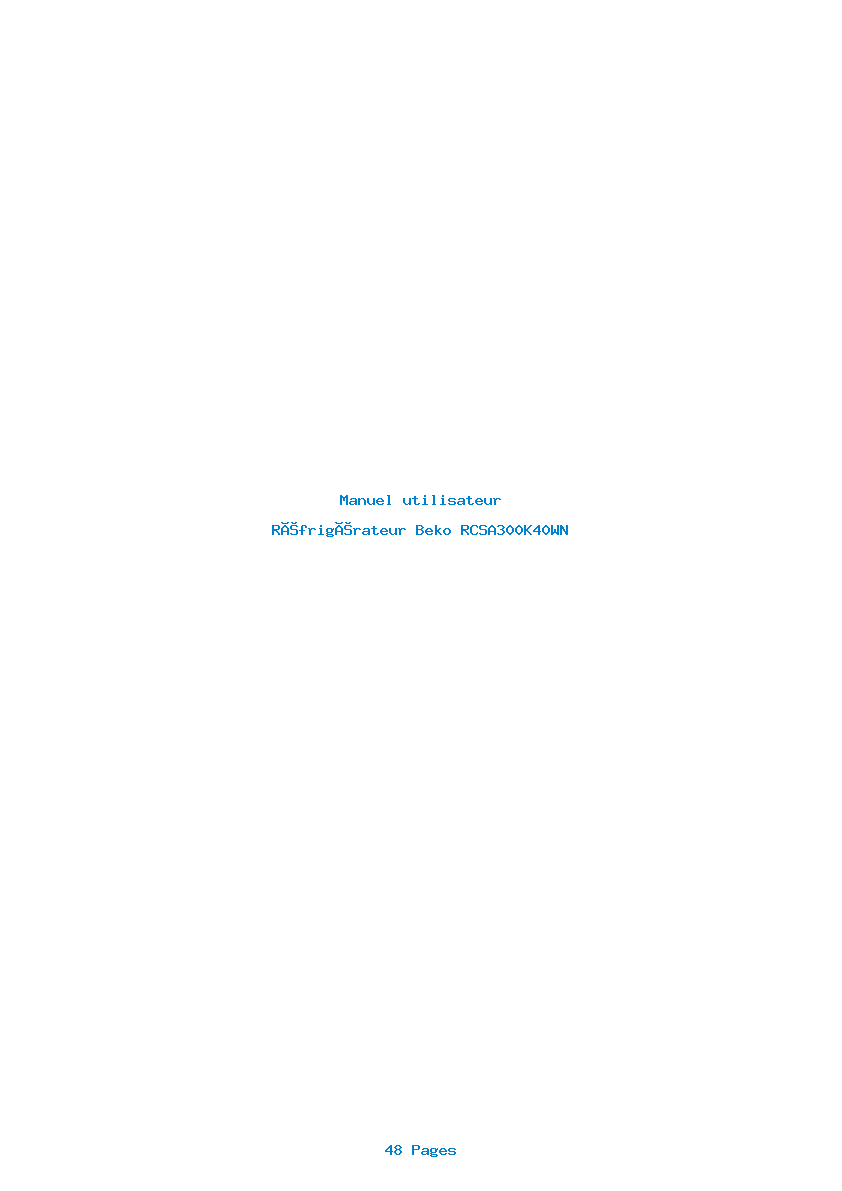 Page 1 de la notice Manuel utilisateur Beko RCSA300K40WN