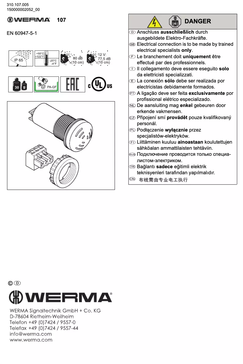 Página 1 del manual Manual de usuario Werma 107.010.60