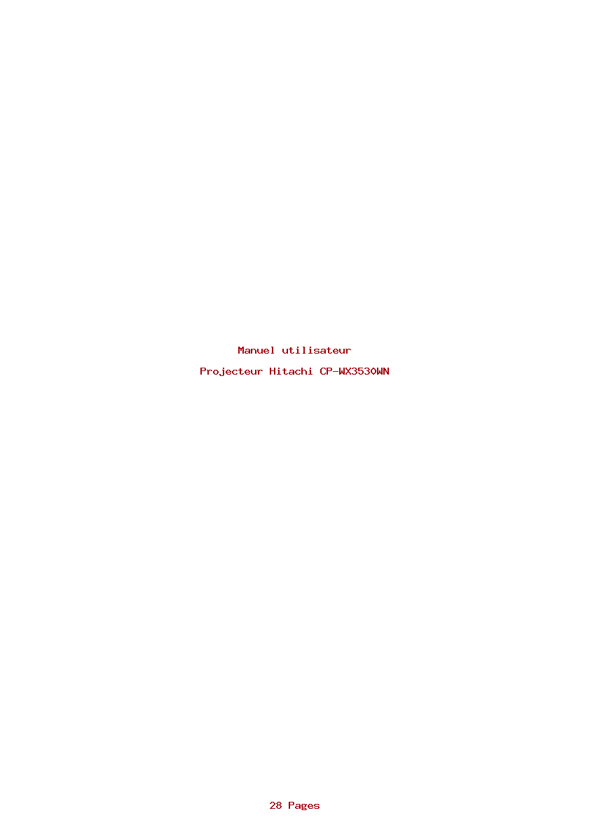 Page 1 de la notice Manuel utilisateur Hitachi CP-WX3530WN