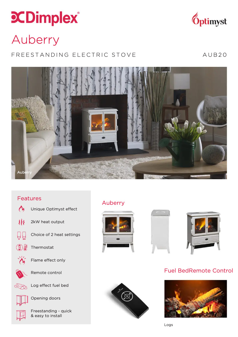 Página 1 del manual Ficha técnica Dimplex AUB20