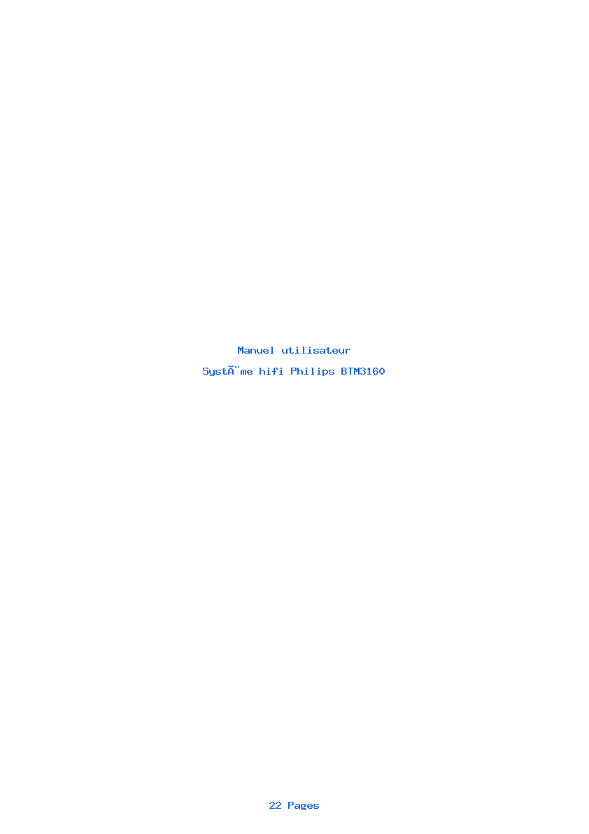 Page 1 de la notice Manuel utilisateur Philips BTM3160