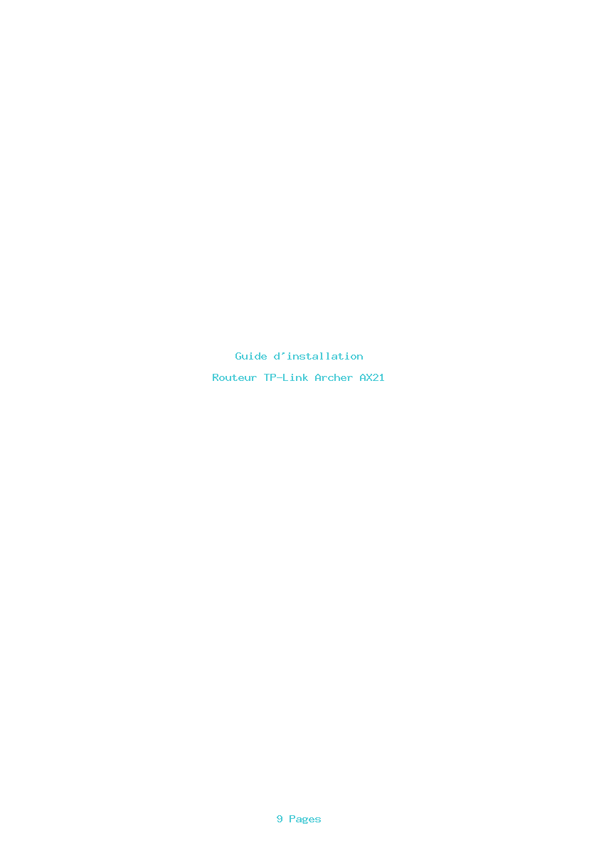 Page 1 de la notice Guide d'installation TP-Link Archer AX21