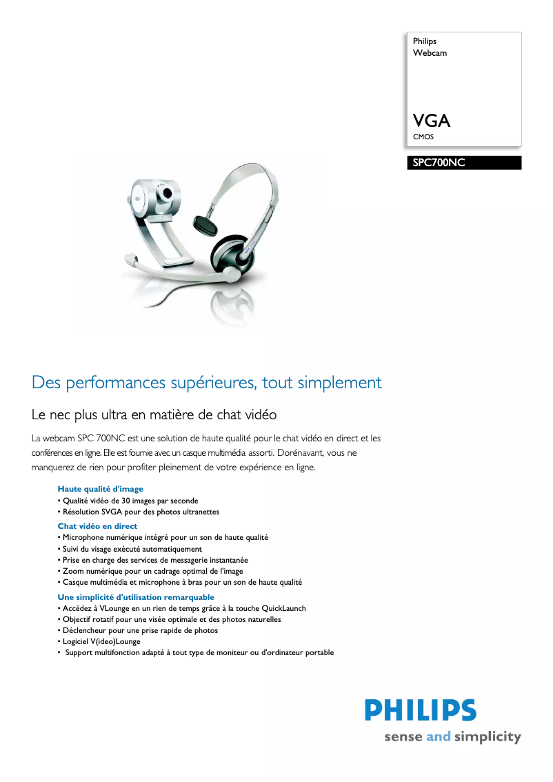 Page n°1 - Fiche technique Philips SPC700NC