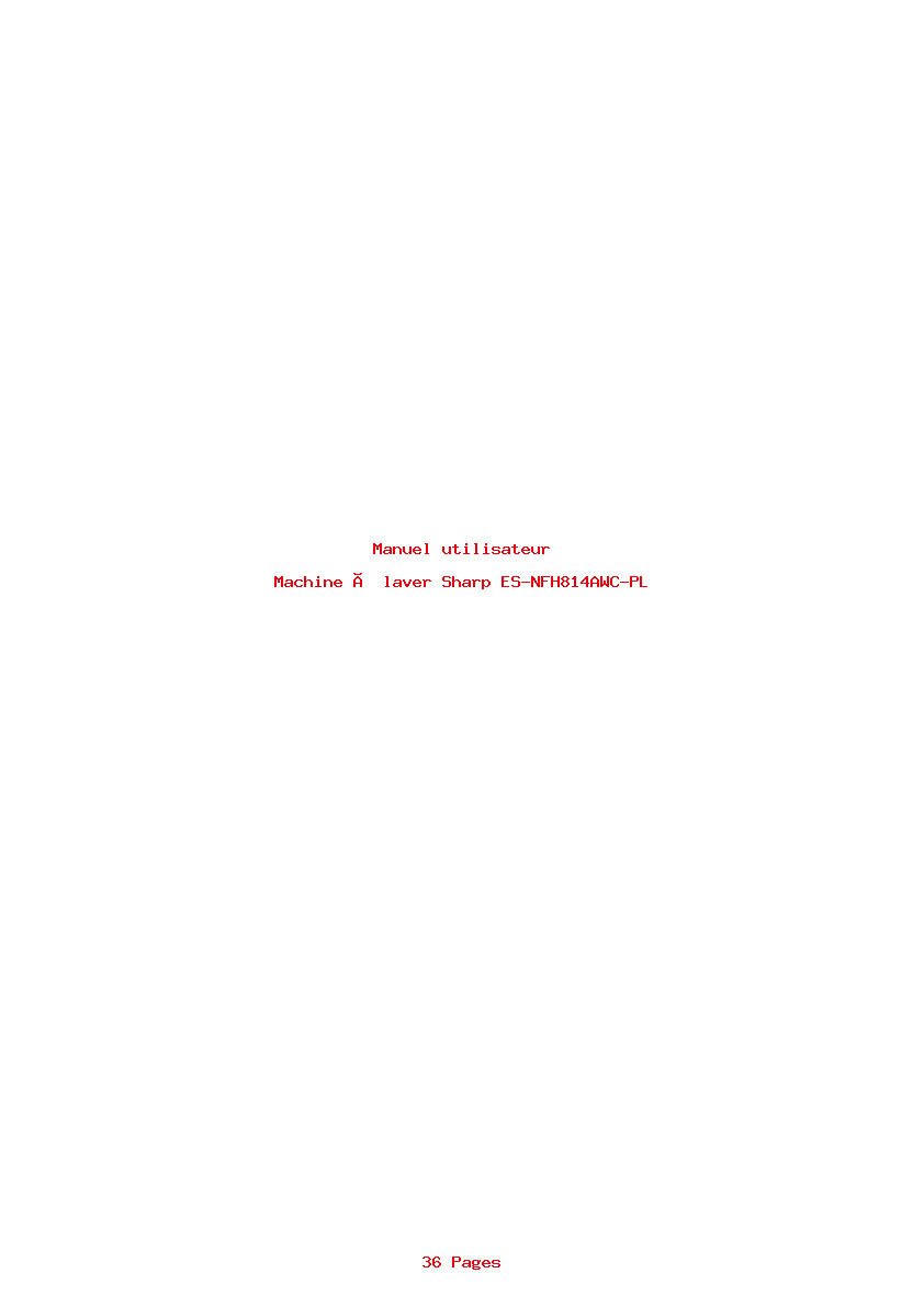 Page 1 de la notice Manuel utilisateur Sharp ES-NFH814AWC-PL