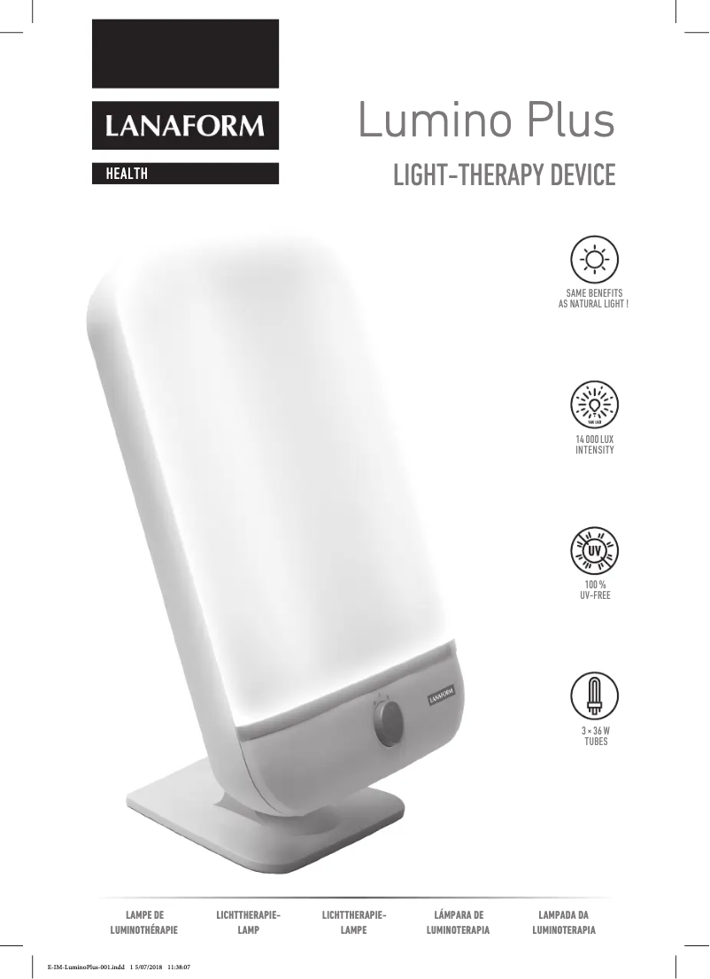 Page 1 de la notice Manuel utilisateur Lanaform Lumino Plus